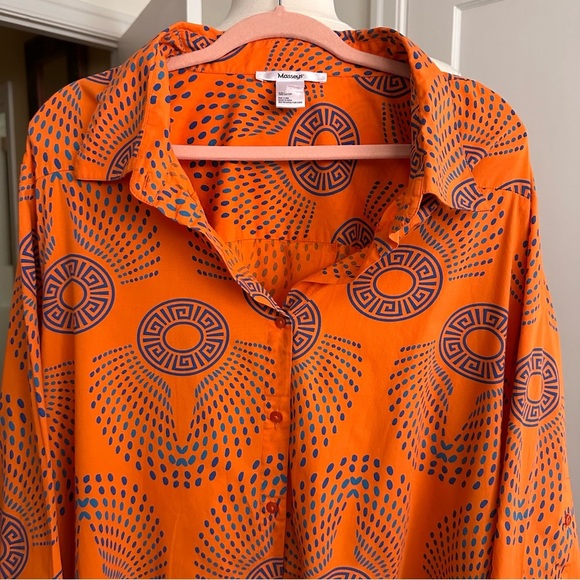 MASSEYS Global Cotton Button Up Tunic Blouse Bold Boho Oversized Size 4X - Picture 2 of 13